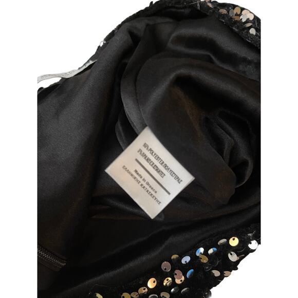 Vassia Kostara Sequin Mini Skirt Black Silver Sparkle Party Holiday Womans Small - Picture 13 of 13